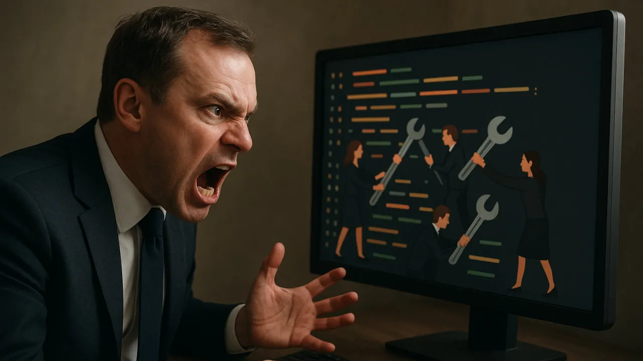 A business manager being furious about ongoing refactoring costs.